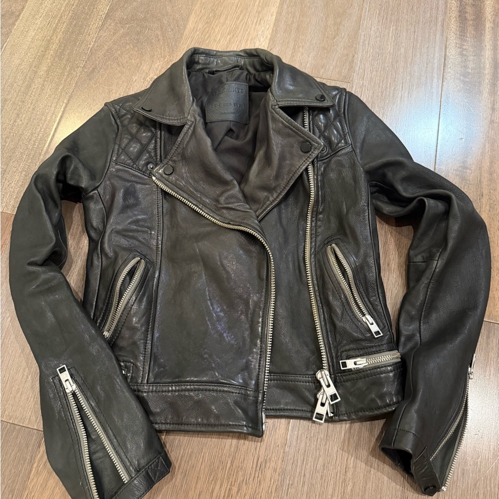 All Saints Cargo Leather Biker Jacket